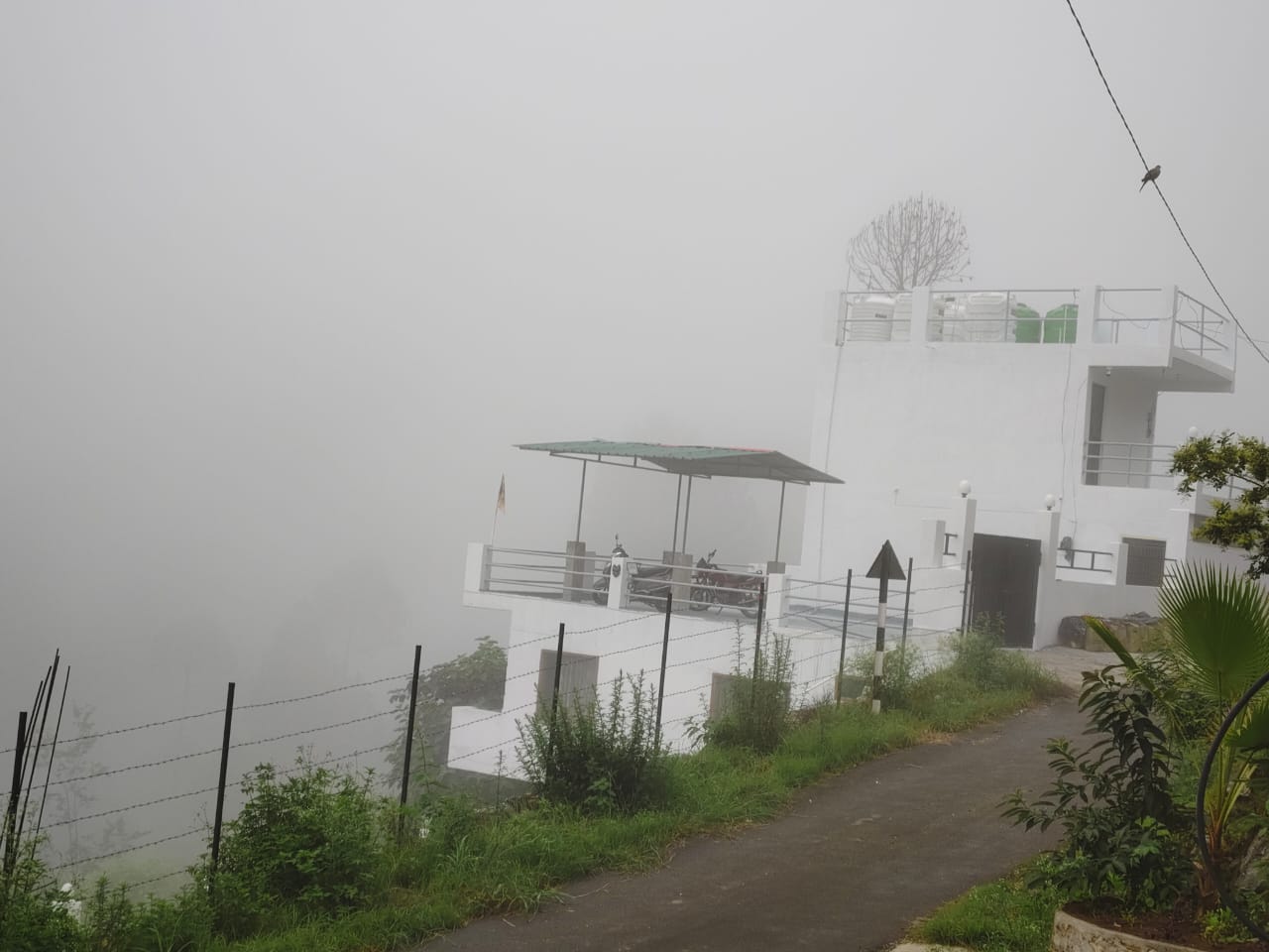 Misty weather around the resort exterior